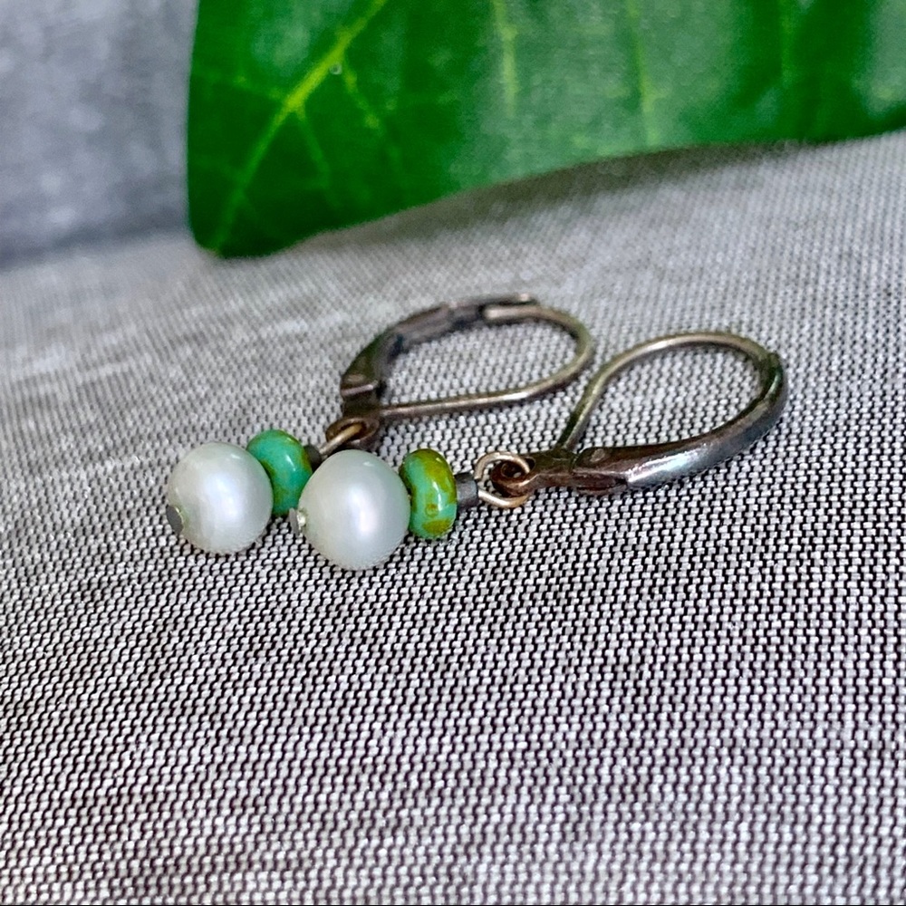 Handmade Green Beaded Earrings